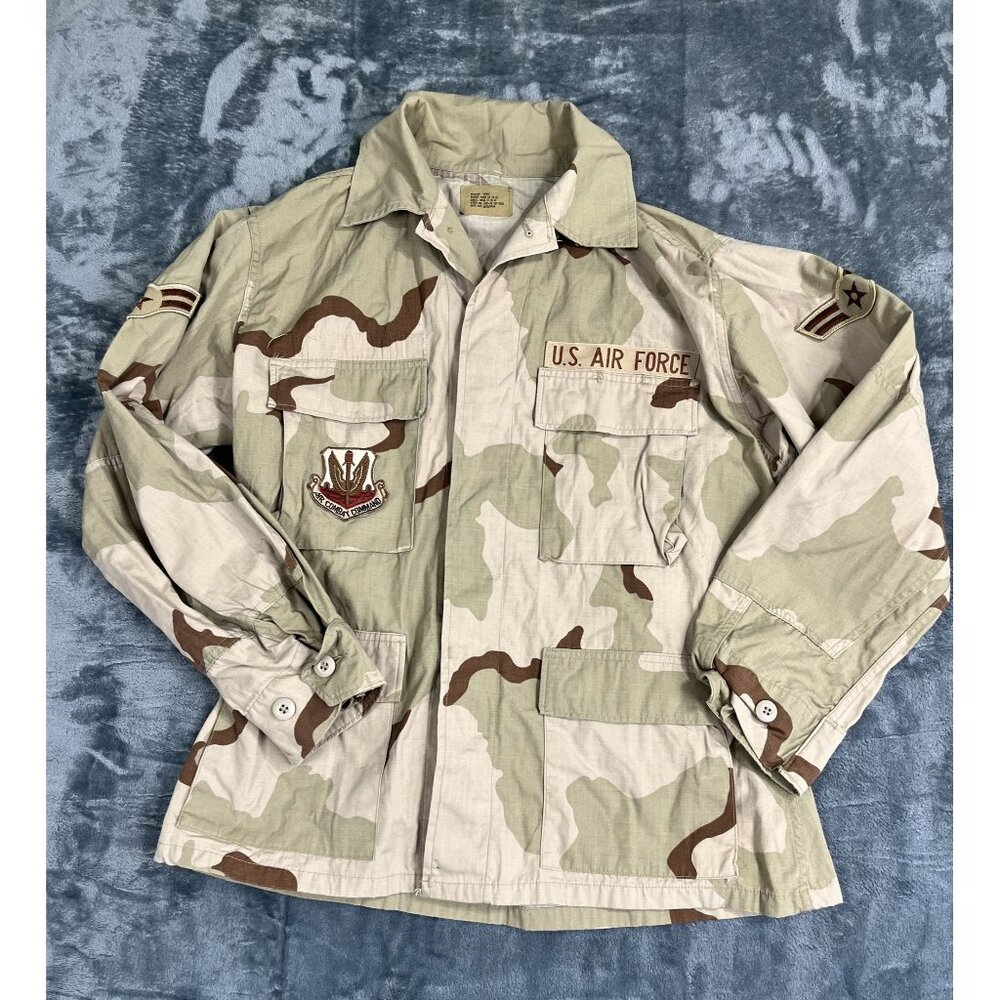 Vintage US Air Force Desert Camo Combat Shirt M-Short U.S. Military Rip-Stop